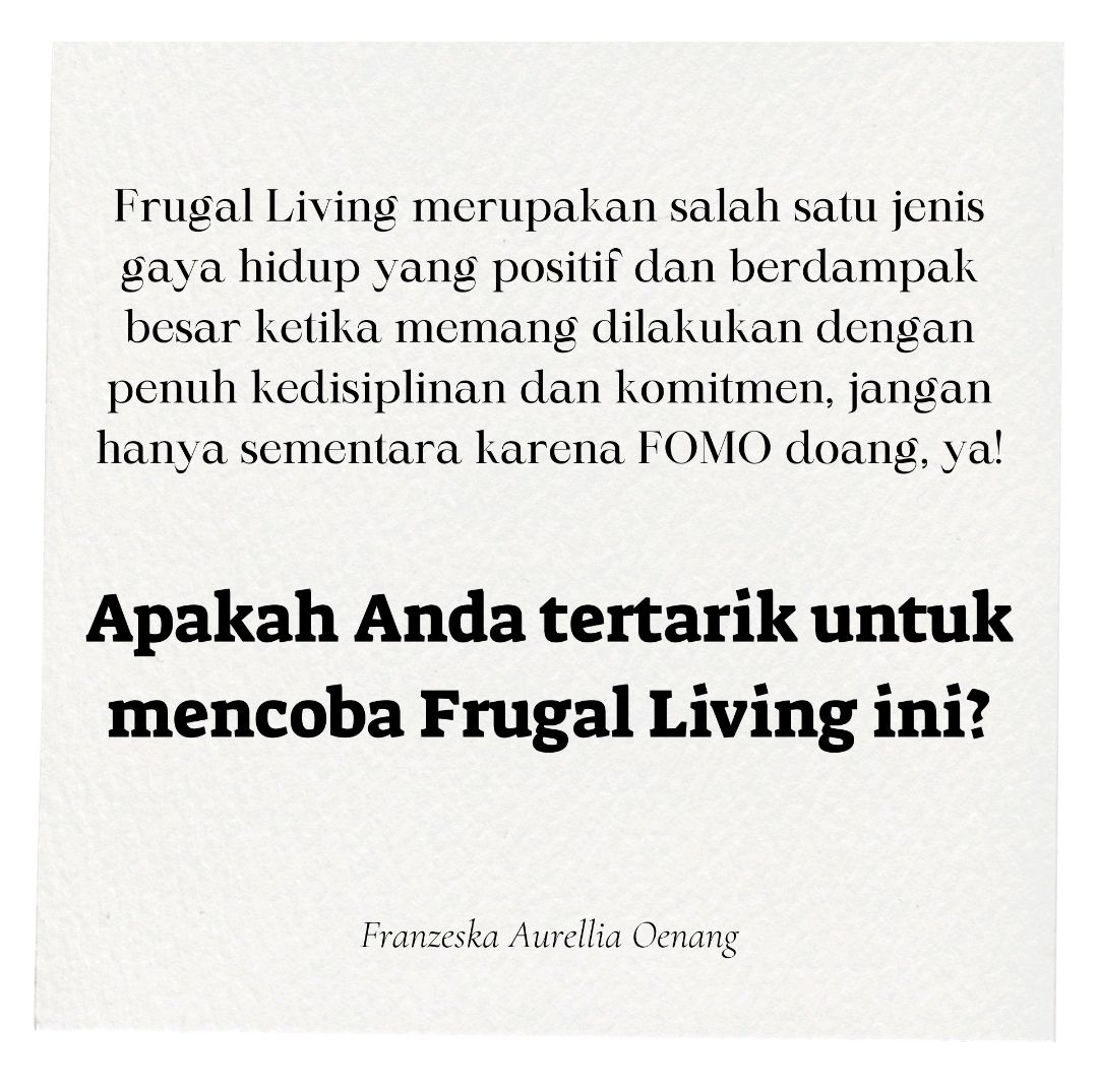 FOMO Frugal Living atau Memang Efektif?